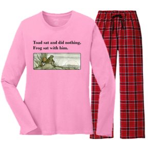 Toad Sat And Did Nothing Frog Sat With Him Women's Long Sleeve Flannel Pajama Set 