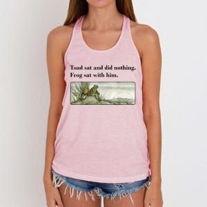 Toad Sat And Did Nothing Frog Sat With Him Women's Knotted Racerback Tank