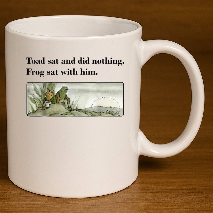 Toad Sat And Did Nothing Frog Sat With Him 11oz C Handle Ceramic Mug
