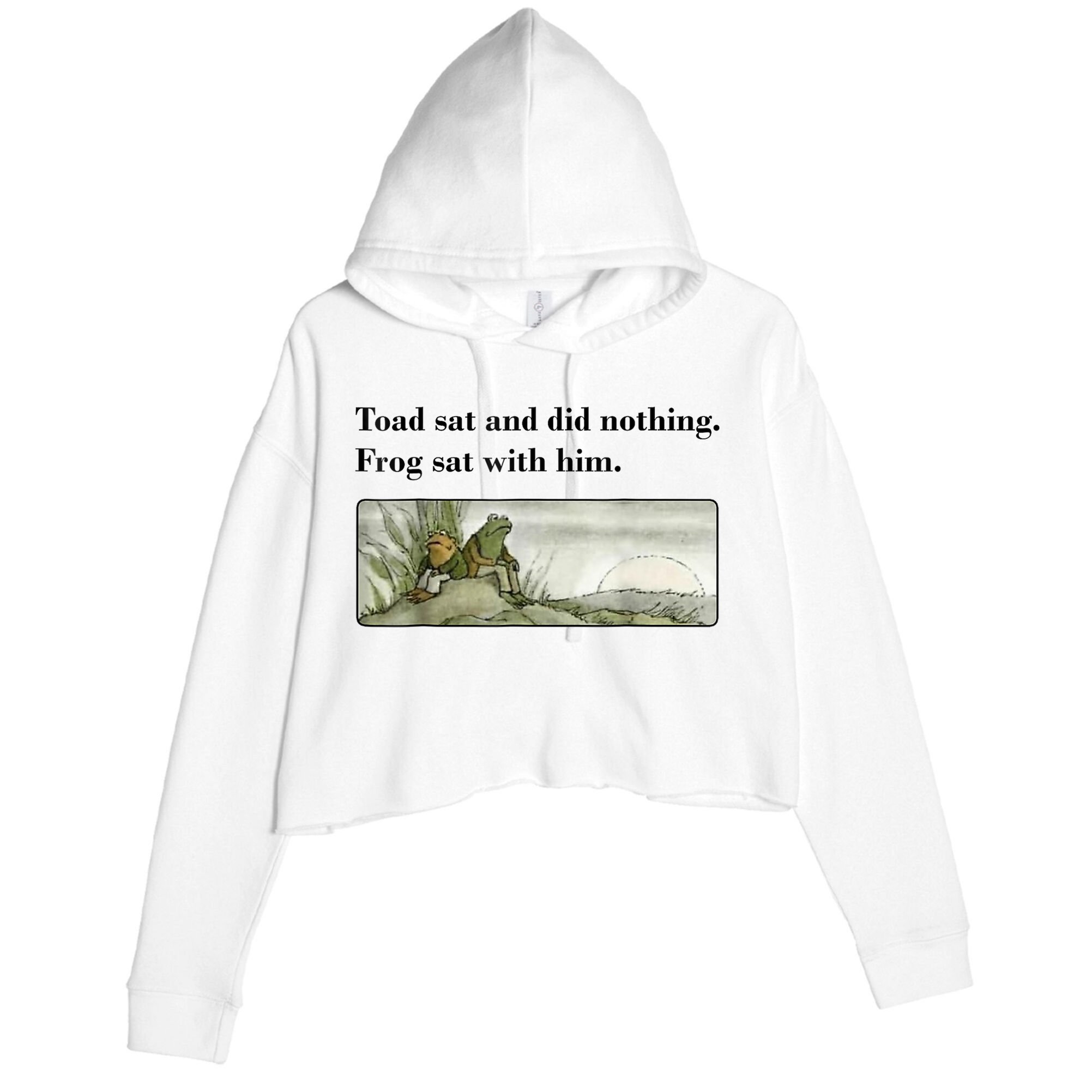Toad Sat And Did Nothing Frog Sat With Him Crop Fleece Hoodie