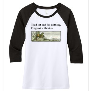 Toad Sat And Did Nothing Frog Sat With Him Women's Tri-Blend 3/4-Sleeve Raglan Shirt