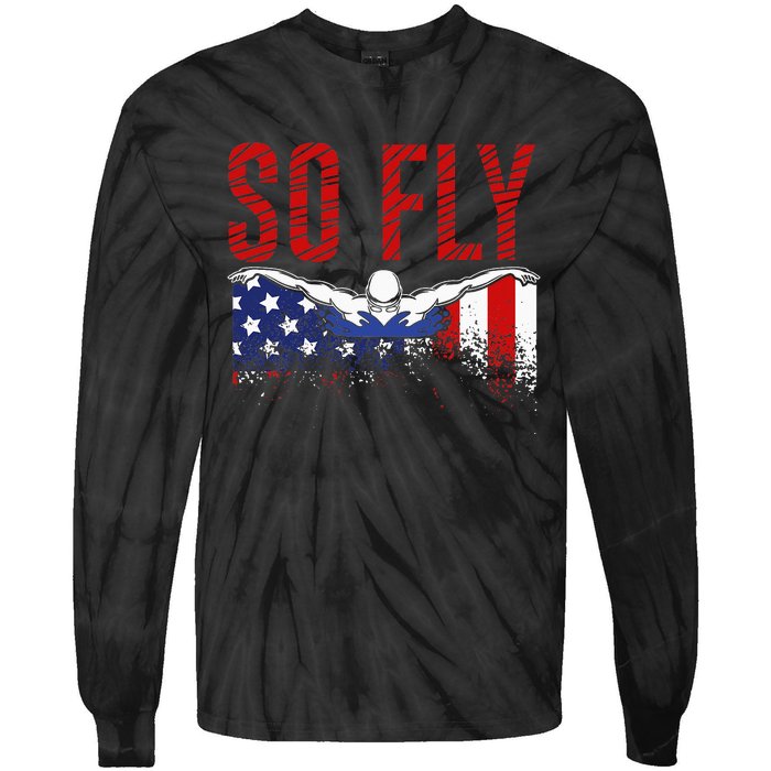 Team Sports Athlete So Fly USA Swimming Tie-Dye Long Sleeve Shirt