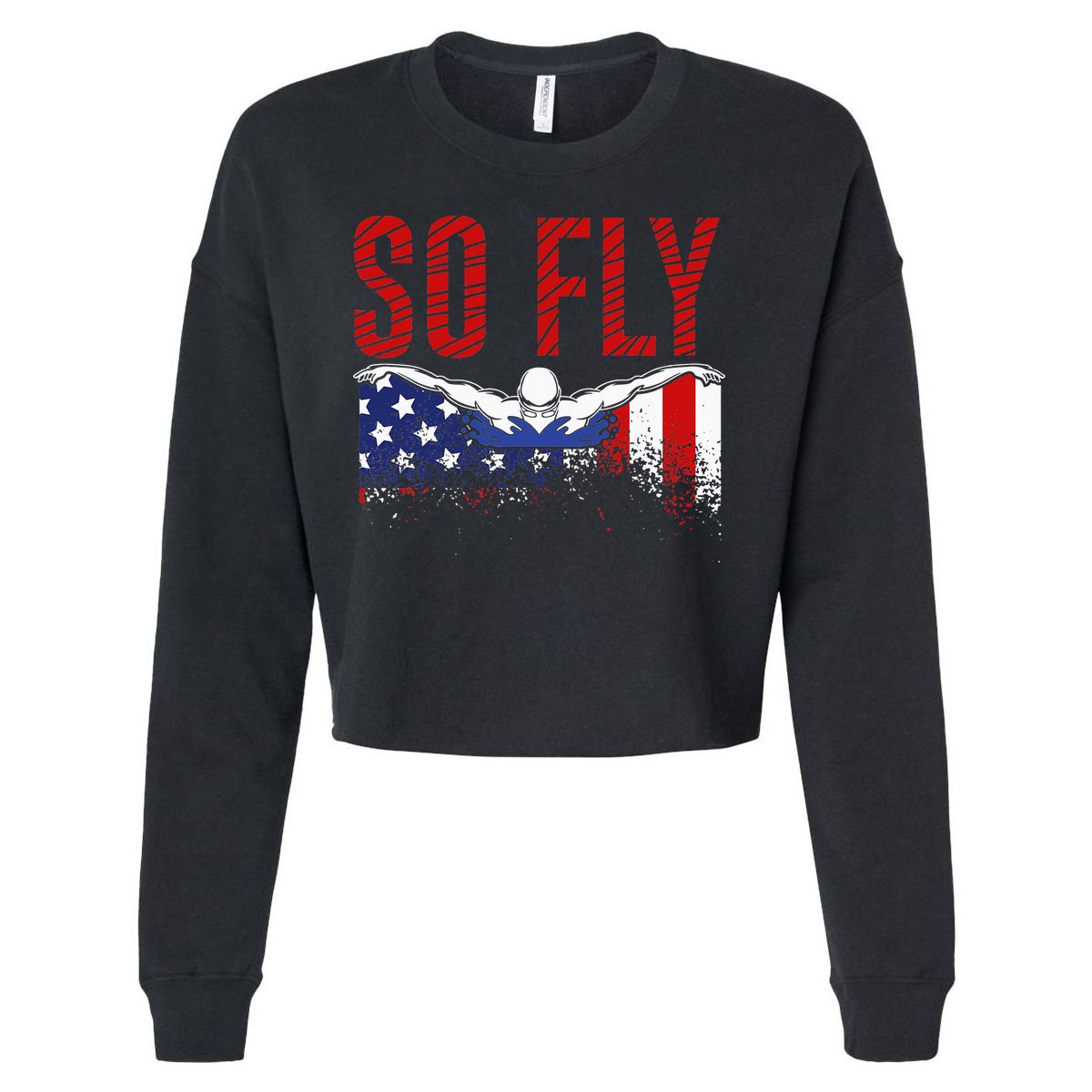 Team Sports Athlete So Fly USA Swimming Cropped Pullover Crew