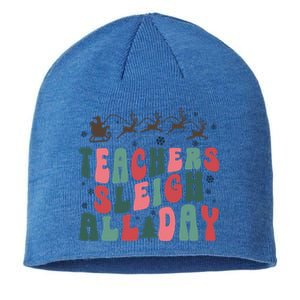 Teacher Sleigh All Day Funny Santa Sleigh Christmas Pajamas Gift Sustainable Beanie