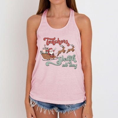 Teacher Sleigh All Day Funny Santa Sleigh Christmas Teacher Gift Women's Knotted Racerback Tank