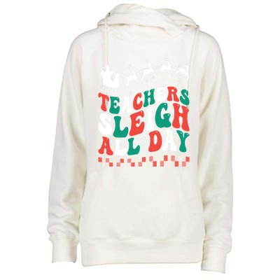 Teachers Sleigh All Day Meaningful Gift Womens Funnel Neck Pullover Hood