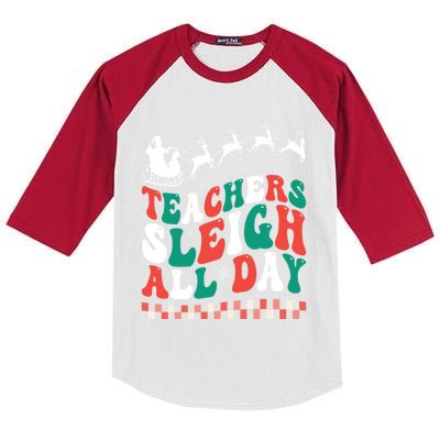 Teachers Sleigh All Day Meaningful Gift Kids Colorblock Raglan Jersey