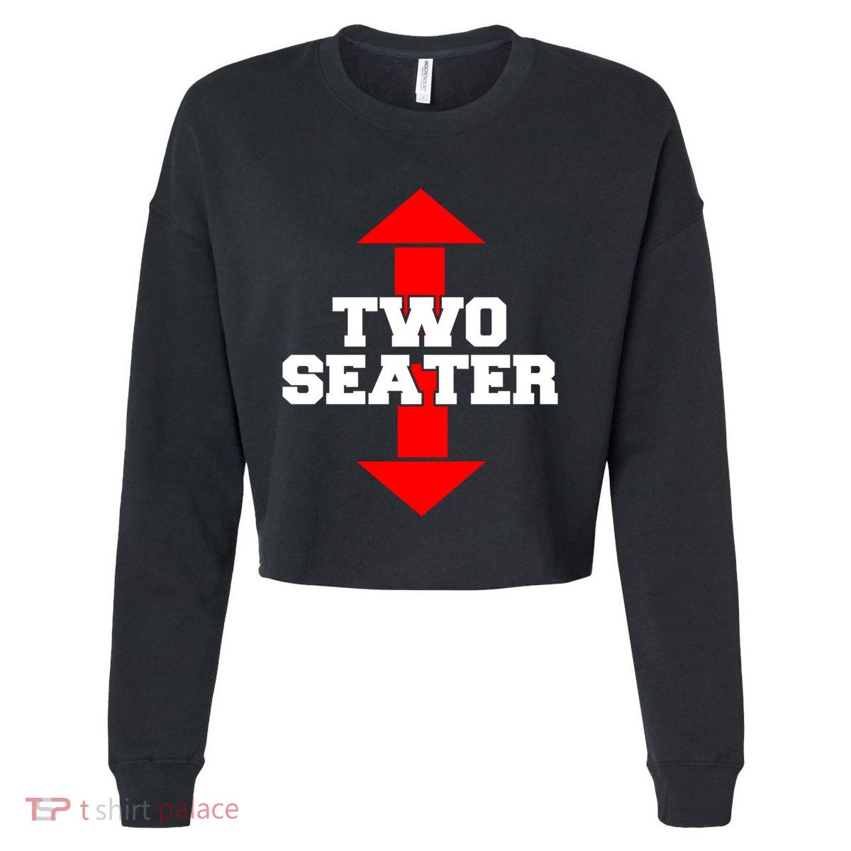 Two Seater Arrow Funny Novelty Joke I Adult Humor Funny Gift Cropped Pullover Crew