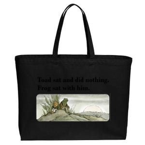 Toad Sat And Did Nothing Frog Sat With Him Cotton Canvas Jumbo Tote