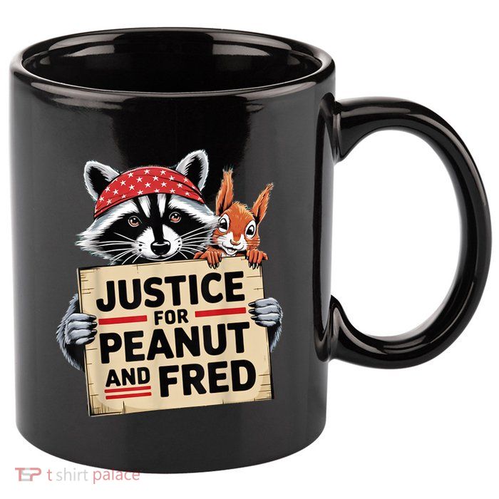 The Squirrel And Fred The Raccon Justice For Peanut Gift 11oz C Handle Ceramic Mug