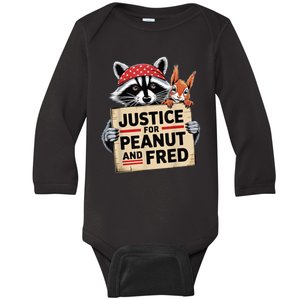 The Squirrel And Fred The Raccon Justice For Peanut Gift Baby Long Sleeve Bodysuit