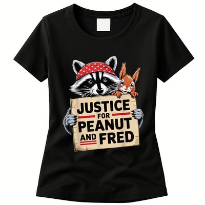 The Squirrel And Fred The Raccon Justice For Peanut Gift Womens T-Shirt