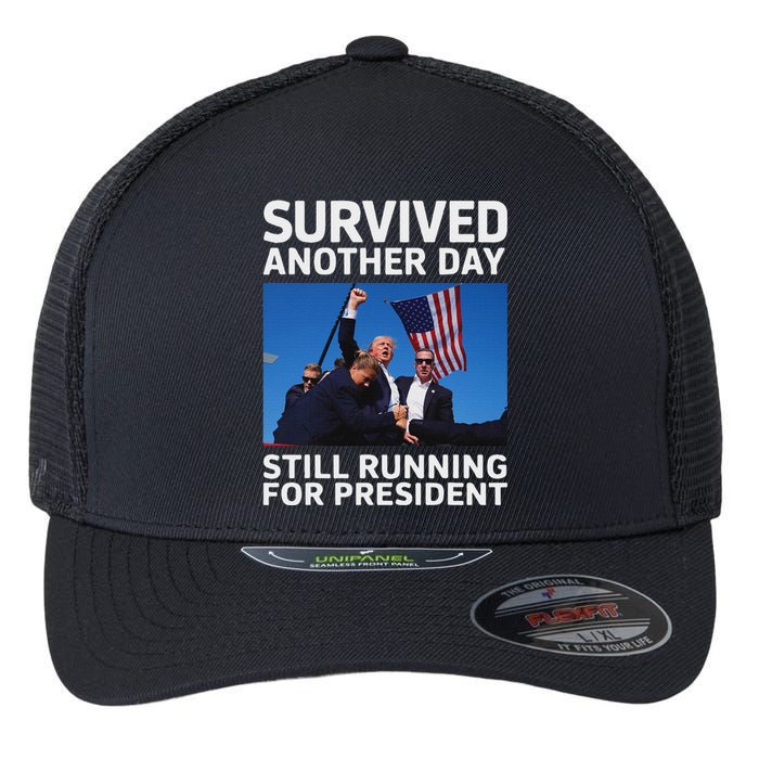 Trump Survived Another Day 2024 Presidential Run Flexfit Unipanel Trucker Cap