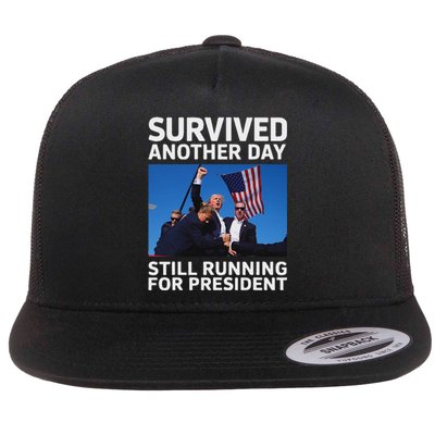 Trump Survived Another Day 2024 Presidential Run Flat Bill Trucker Hat