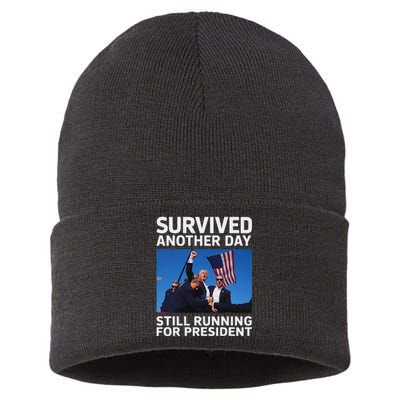 Trump Survived Another Day 2024 Presidential Run Sustainable Knit Beanie