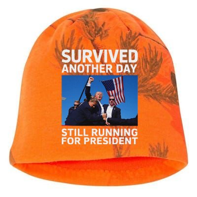 Trump Survived Another Day 2024 Presidential Run Kati - Camo Knit Beanie