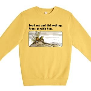 Toad Sat And Did Nothing Frog Toad Book Lover Premium Crewneck Sweatshirt