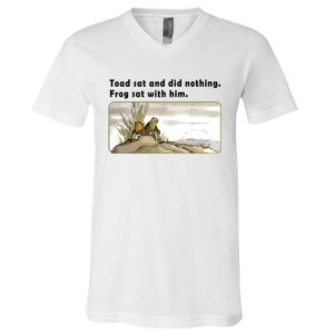 Toad Sat And Did Nothing Frog Toad Book Lover V-Neck T-Shirt