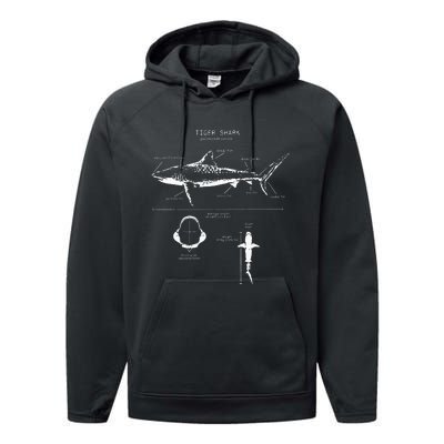 Tiger Shark Anatomy Marine Biologist Performance Fleece Hoodie