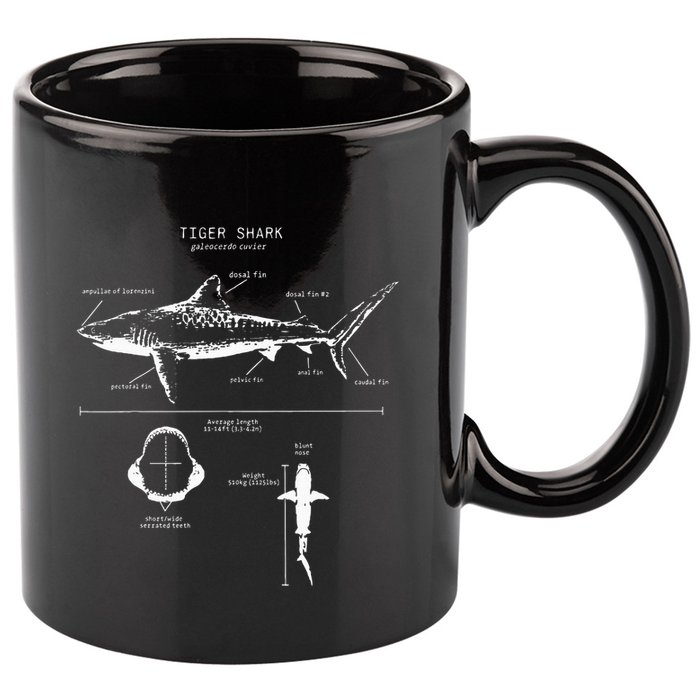 Tiger Shark Anatomy Marine Biologist 11oz C Handle Ceramic Mug