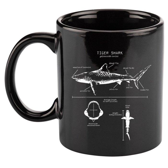 Tiger Shark Anatomy Marine Biologist 11oz C Handle Ceramic Mug