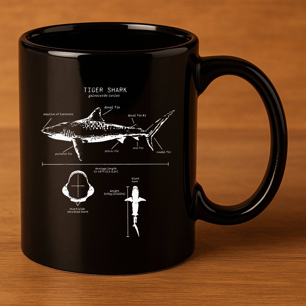 Tiger Shark Anatomy Marine Biologist 11oz C Handle Ceramic Mug