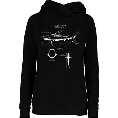 Tiger Shark Anatomy Marine Biologist Womens Funnel Neck Pullover Hood