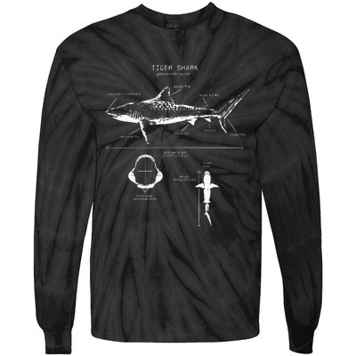 Tiger Shark Anatomy Marine Biologist Tie-Dye Long Sleeve Shirt