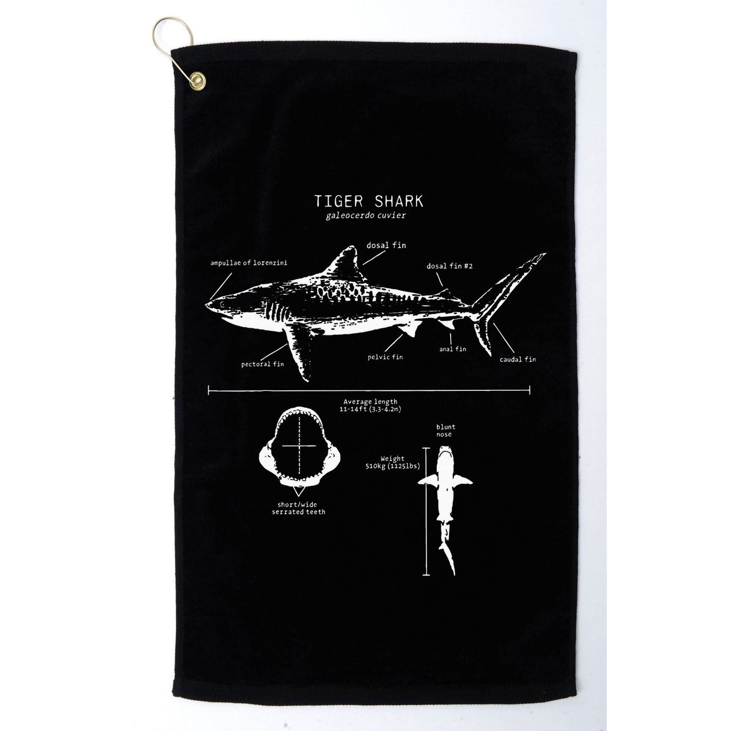Tiger Shark Anatomy Marine Biologist Golf Towel