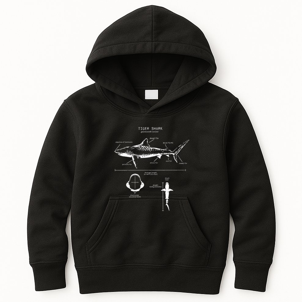 Tiger Shark Anatomy Marine Biologist Kids Hoodie