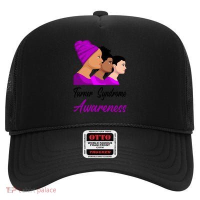 Turner Syndrome Awareness Purple Support Friend Family Gift High Crown Mesh Back Trucker Hat