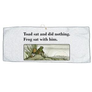 Toad Sat And Did Nothing Frog Sat With Him Apparel Large Microfiber Waffle Golf Towel