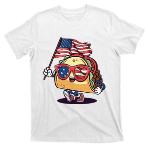 Taco Sunglasses American Flag USA Funny 4th Of July Gifts T-Shirt