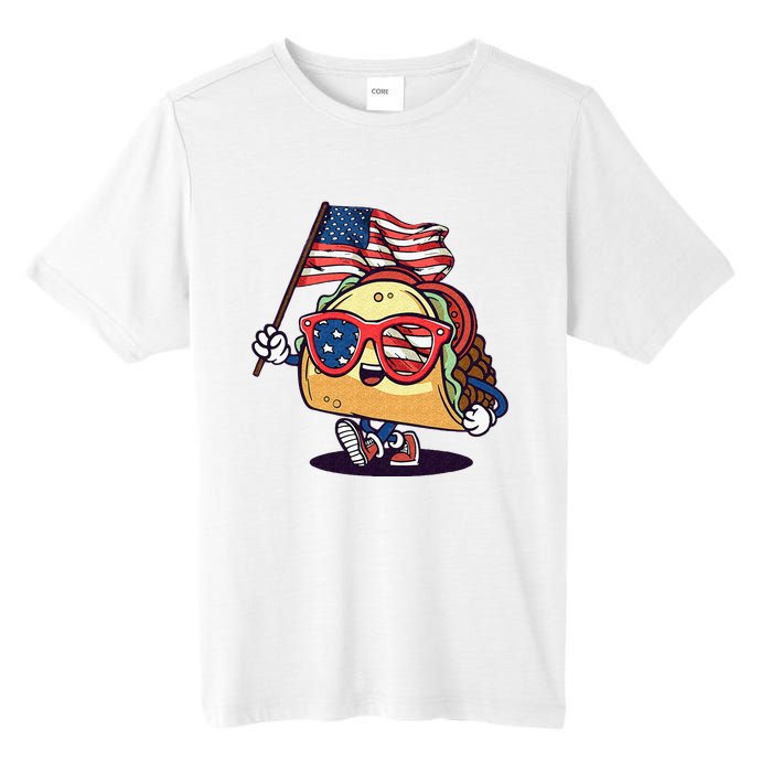 Taco Sunglasses American Flag USA Funny 4th Of July Gifts Tall Fusion ChromaSoft Performance T-Shirt