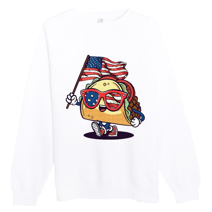 Taco Sunglasses American Flag USA Funny 4th Of July Gifts Premium Crewneck Sweatshirt