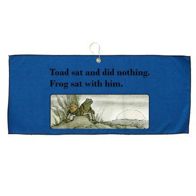 Toad Sat And Did Nothing Frog Sat With Him Apparel Large Microfiber Waffle Golf Towel