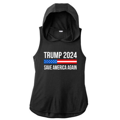 Trump Save America 2024 Ladies PosiCharge Tri-Blend Wicking Draft Hoodie Tank