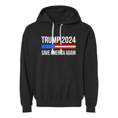 Trump Save America 2024 Garment-Dyed Fleece Hoodie