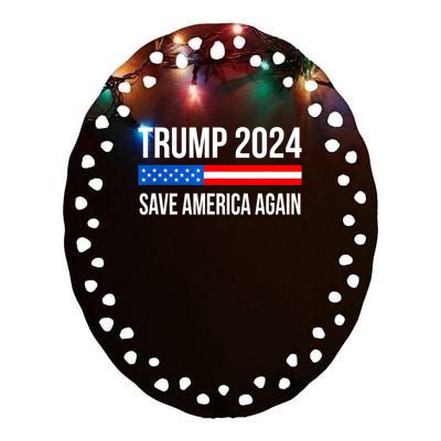 Trump Save America 2024 Ceramic Oval Ornament