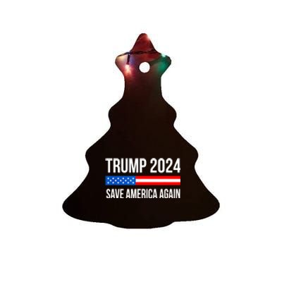 Trump Save America 2024 Ceramic Tree Ornament