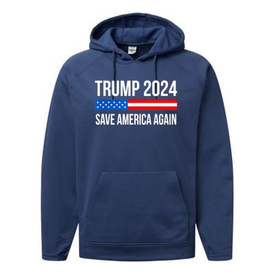 Trump Save America 2024 Performance Fleece Hoodie