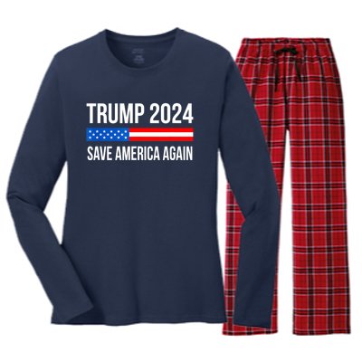 Trump Save America 2024 Women's Long Sleeve Flannel Pajama Set 