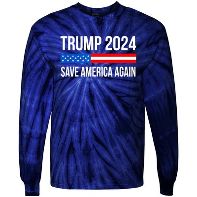 Trump Save America 2024 Tie-Dye Long Sleeve Shirt