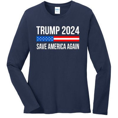 Trump Save America 2024 Ladies Long Sleeve Shirt