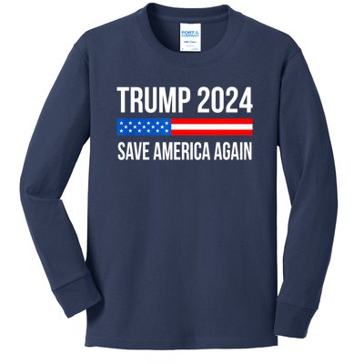 Trump Save America 2024 Kids Long Sleeve Shirt