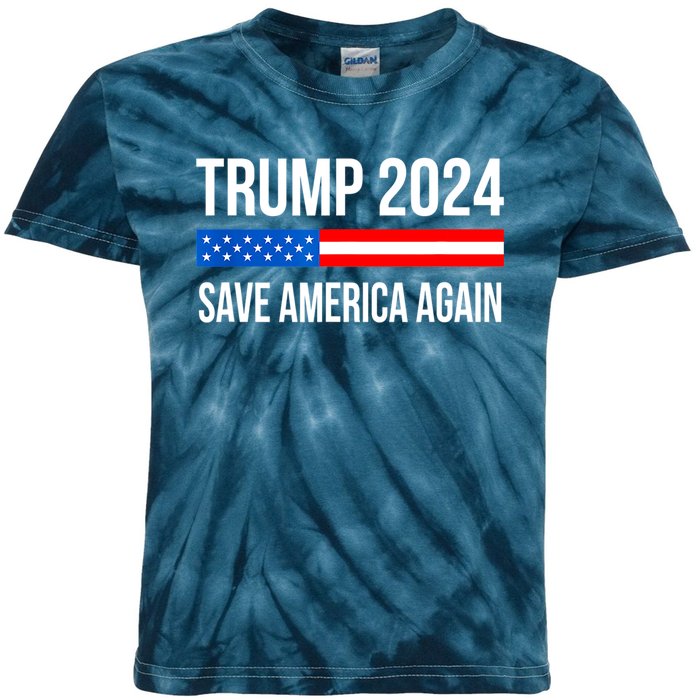 Trump Save America 2024 Kids Tie-Dye T-Shirt