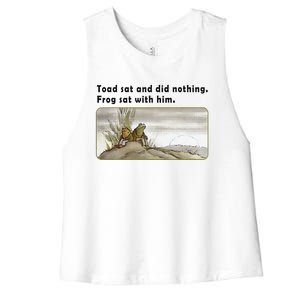 Toad Sat And Did Nothing Frog Toad Book Lover Gift Women's Racerback Cropped Tank