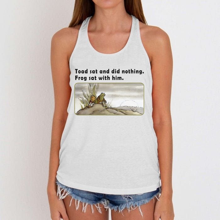 Toad Sat And Did Nothing Frog Toad Book Lover Gift Women's Knotted Racerback Tank