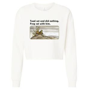 Toad Sat And Did Nothing Frog Toad Book Lover Gift Cropped Pullover Crew