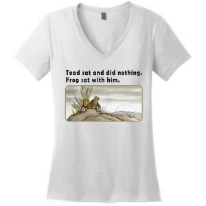 Toad Sat And Did Nothing Frog Toad Book Lover Gift Women's V-Neck T-Shirt